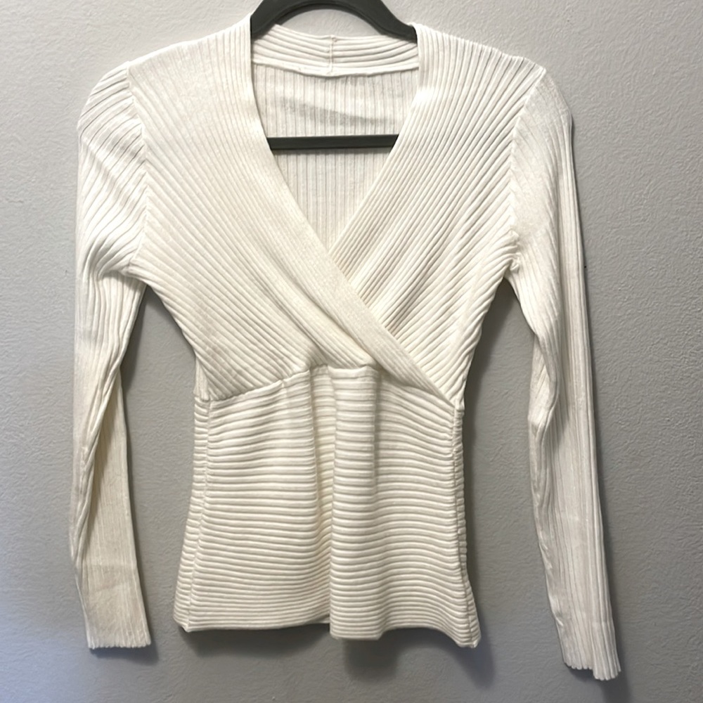 Faux wrap Long sleeve light cotton/nylon top